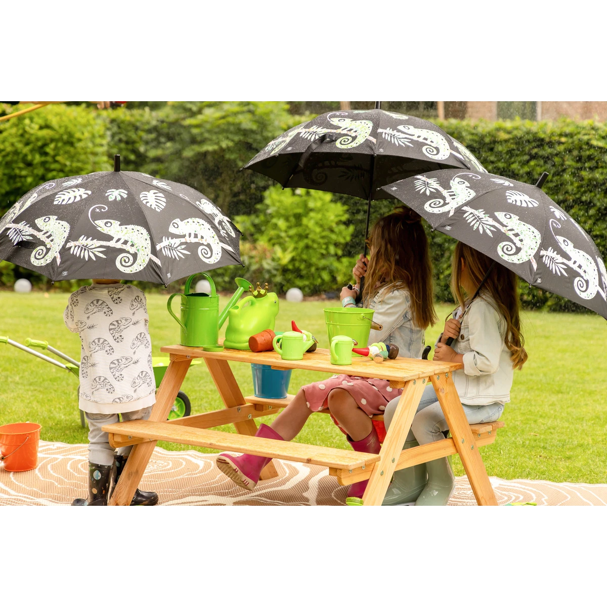 ESSCHERT DESIGN Parasolka Kameleon dla dzieci magiczna zmieniająca kolor w deszczu | Pan Piksel