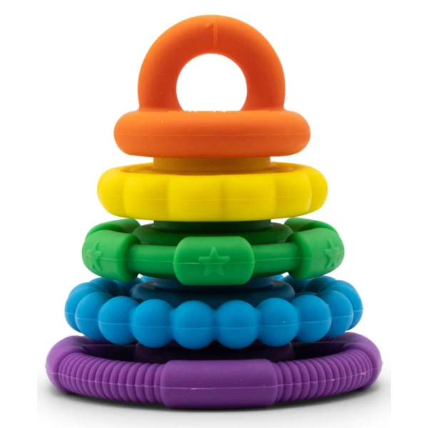 JELLYSTONE DESIGNS Jellystone Silikonowa piramida gryzaki krążki Rainbow Tęcza | Pan Piksel