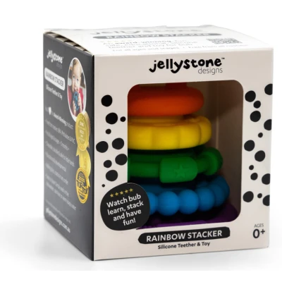 JELLYSTONE DESIGNS Jellystone Silikonowa piramida gryzaki krążki Rainbow Tęcza | Pan Piksel