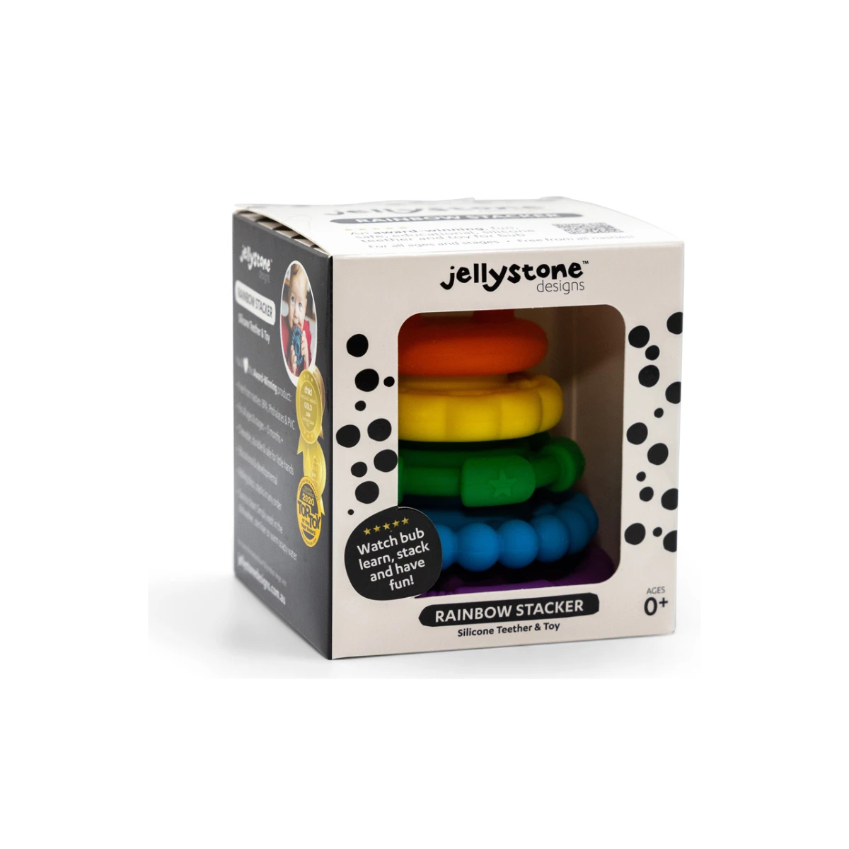 JELLYSTONE DESIGNS Jellystone Silikonowa piramida gryzaki krążki Rainbow Tęcza | Pan Piksel