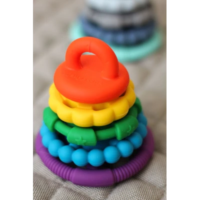 JELLYSTONE DESIGNS Jellystone Silikonowa piramida gryzaki krążki Rainbow Tęcza | Pan Piksel