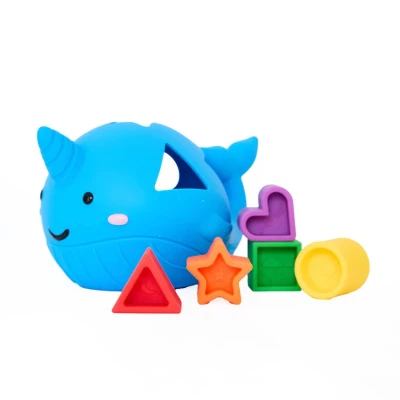 JELLYSTONE DESIGNS Jellystone Narwal Morski Sorter Kształtów BRIGHT silikonowy wieloryb | Pan Piksel