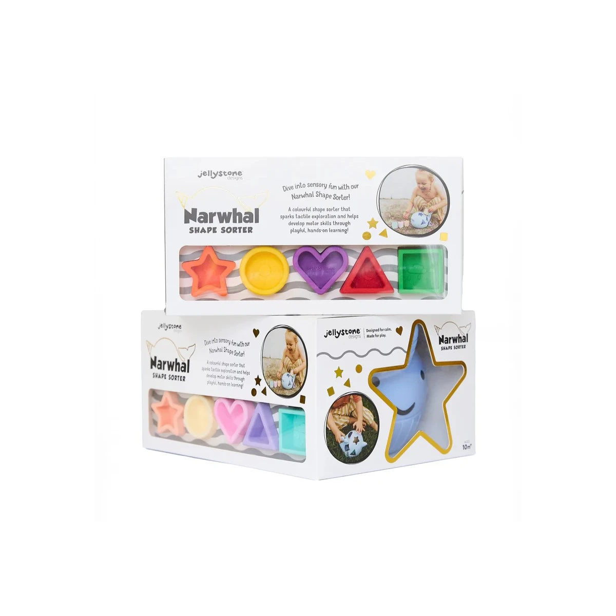 JELLYSTONE DESIGNS Jellystone Narwal Morski Sorter Kształtów BRIGHT silikonowy wieloryb | Pan Piksel