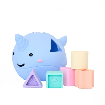 JELLYSTONE DESIGNS Jellystone Narwal Morski Sorter Kształtów PASTEL silikonowy wieloryb | Pan Piksel
