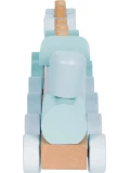 SMALL FOOT Pociąg drewniany niebieski sorter kształtów i klocki do układania | Pan Piksel