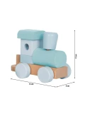 SMALL FOOT Pociąg drewniany niebieski sorter kształtów i klocki do układania | Pan Piksel