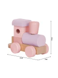 SMALL FOOT Pociąg drewniany różowy sorter kształtów i klocki do układania | Pan Piksel