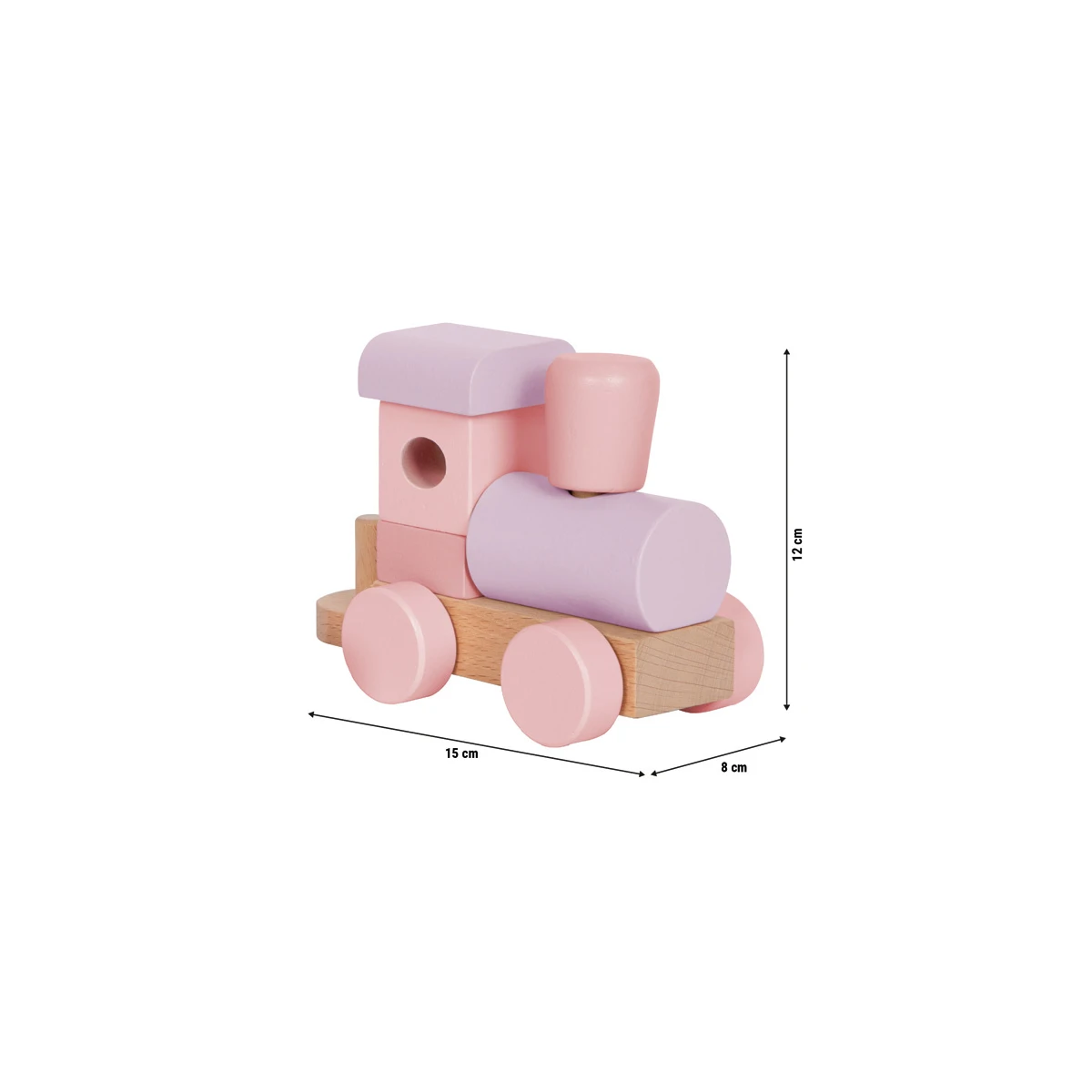 SMALL FOOT Pociąg drewniany różowy sorter kształtów i klocki do układania | Pan Piksel
