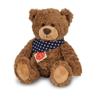 TEDDY HERMANN Maskotka miś pluszowy 30 cm z bandaną w gwiazdki brązowy | Pan Piksel