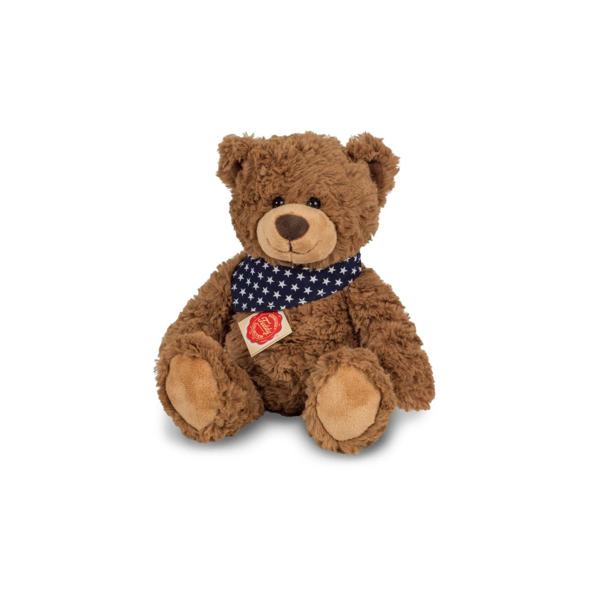 TEDDY HERMANN Maskotka miś pluszowy 30 cm z bandaną w gwiazdki brązowy | Pan Piksel
