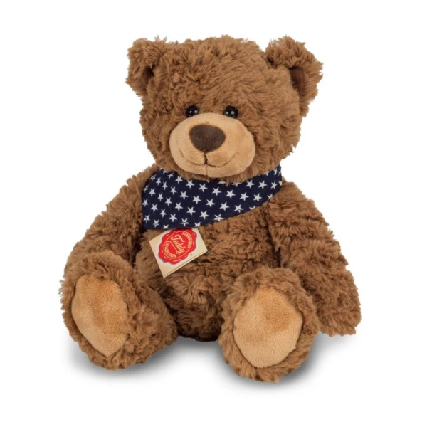 TEDDY HERMANN Maskotka miś pluszowy 30 cm z bandaną w gwiazdki brązowy | Pan Piksel