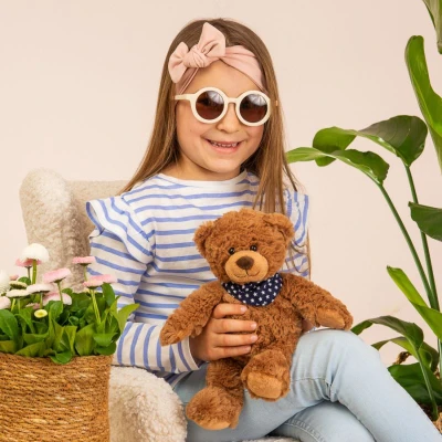 TEDDY HERMANN Maskotka miś pluszowy 30 cm z bandaną w gwiazdki brązowy | Pan Piksel