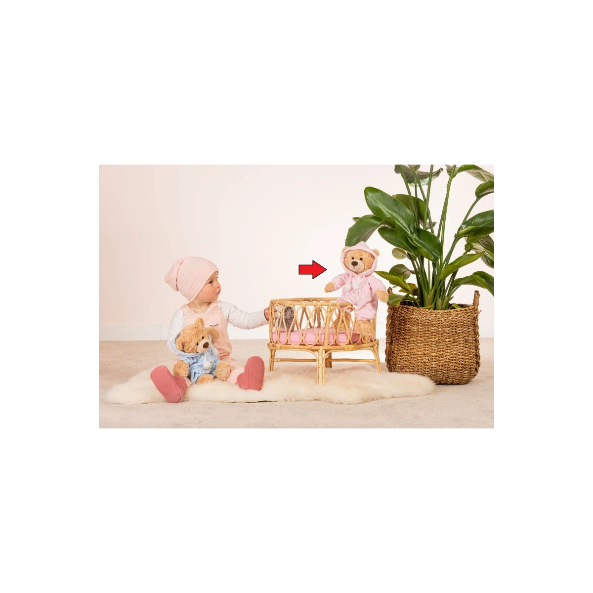 TEDDY HERMANN Maskotka miś pluszowy 30 cm w różowej piżamie | Pan Piksel