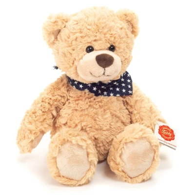 TEDDY HERMANN Maskotka miś pluszowy 30 cm z bandaną w gwiazdki beżowy | Pan Piksel
