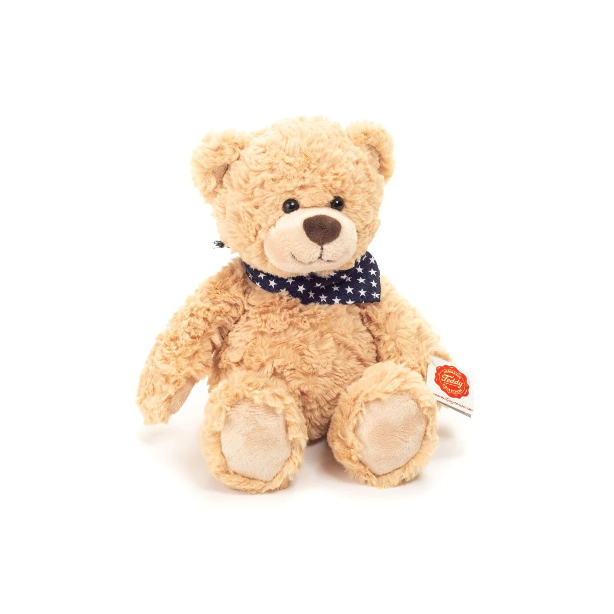 TEDDY HERMANN Maskotka miś pluszowy 30 cm z bandaną w gwiazdki beżowy | Pan Piksel