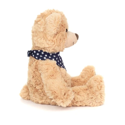 TEDDY HERMANN Maskotka miś pluszowy 30 cm z bandaną w gwiazdki beżowy | Pan Piksel