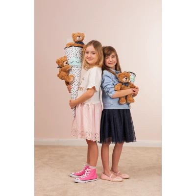 TEDDY HERMANN Maskotka miś pluszowy 30 cm z bandaną w gwiazdki beżowy | Pan Piksel