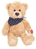 TEDDY HERMANN Maskotka miś pluszowy 30 cm z bandaną w gwiazdki beżowy | Pan Piksel