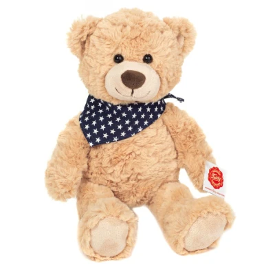 TEDDY HERMANN Maskotka miś pluszowy 30 cm z bandaną w gwiazdki beżowy | Pan Piksel
