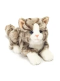 TEDDY HERMANN Kot Szary Pręgowany Leżący 20 cm maskotka dla dzieci | Pan Piksel
