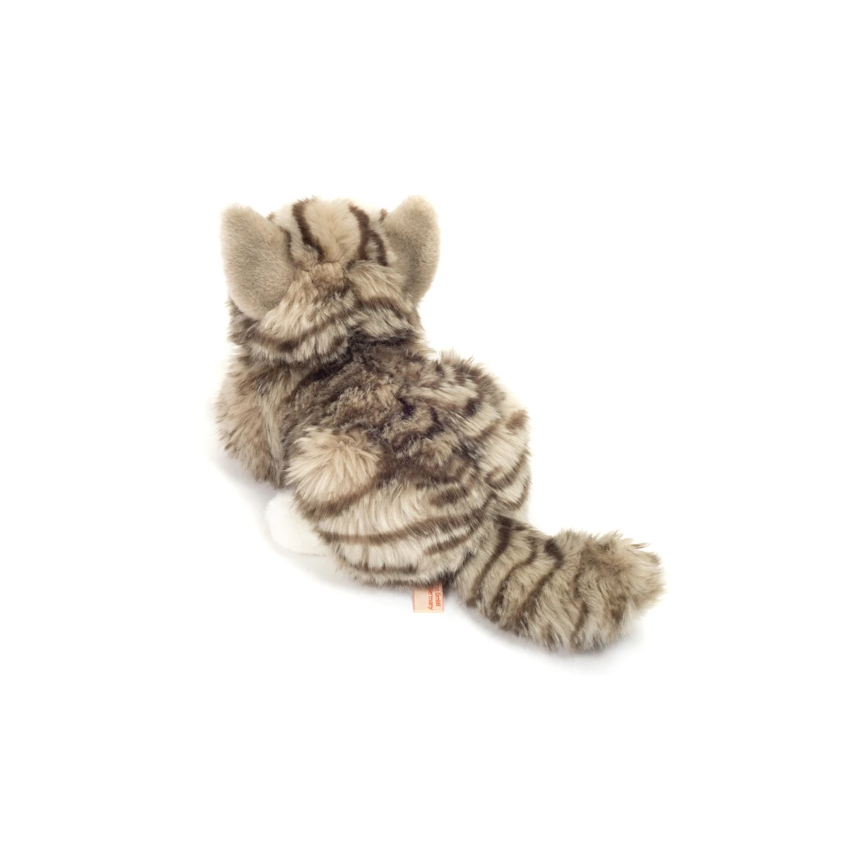 TEDDY HERMANN Kot Szary Pręgowany Leżący 20 cm maskotka dla dzieci | Pan Piksel