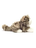 TEDDY HERMANN Kot Szary Pręgowany Leżący 20 cm maskotka dla dzieci | Pan Piksel
