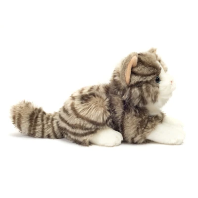 TEDDY HERMANN Kot Szary Pręgowany Leżący 20 cm maskotka dla dzieci | Pan Piksel
