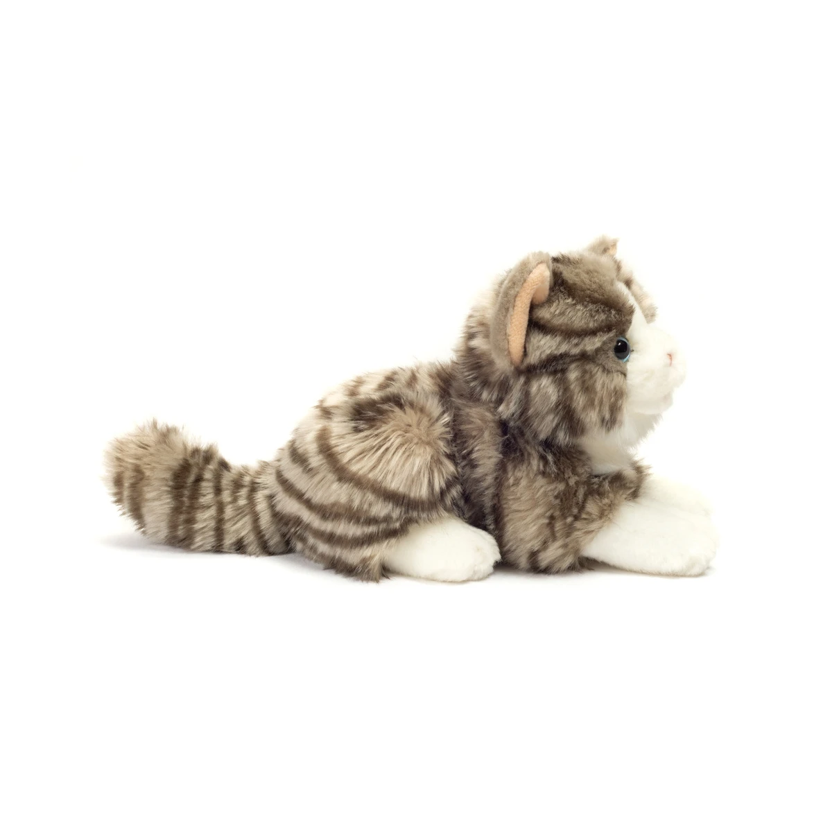 TEDDY HERMANN Kot Szary Pręgowany Leżący 20 cm maskotka dla dzieci | Pan Piksel
