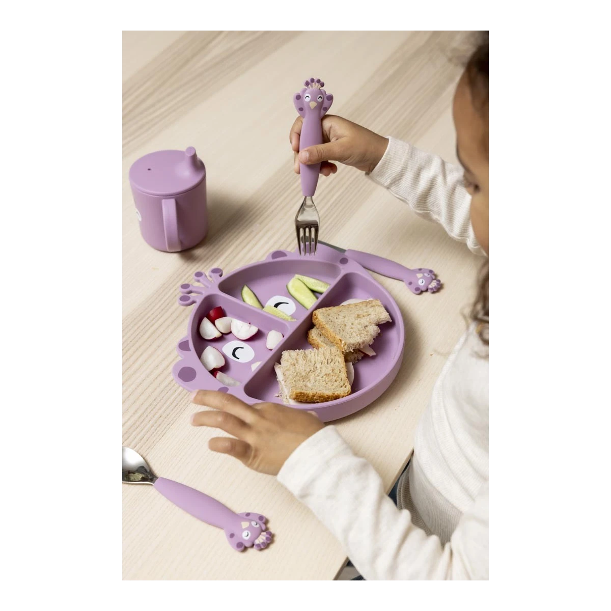 TRIXIE Silikonowy Zestaw Sztućców 3 szt. Paw Baby | Pan Piksel