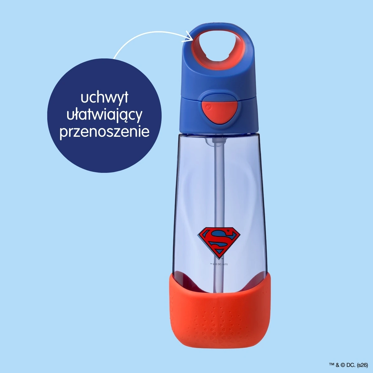 B.BOX Superman by Butelka na wodę tritanowa ze słomką 600 ml | Pan Piksel