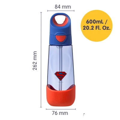 B.BOX Superman by Butelka na wodę tritanowa ze słomką 600 ml | Pan Piksel