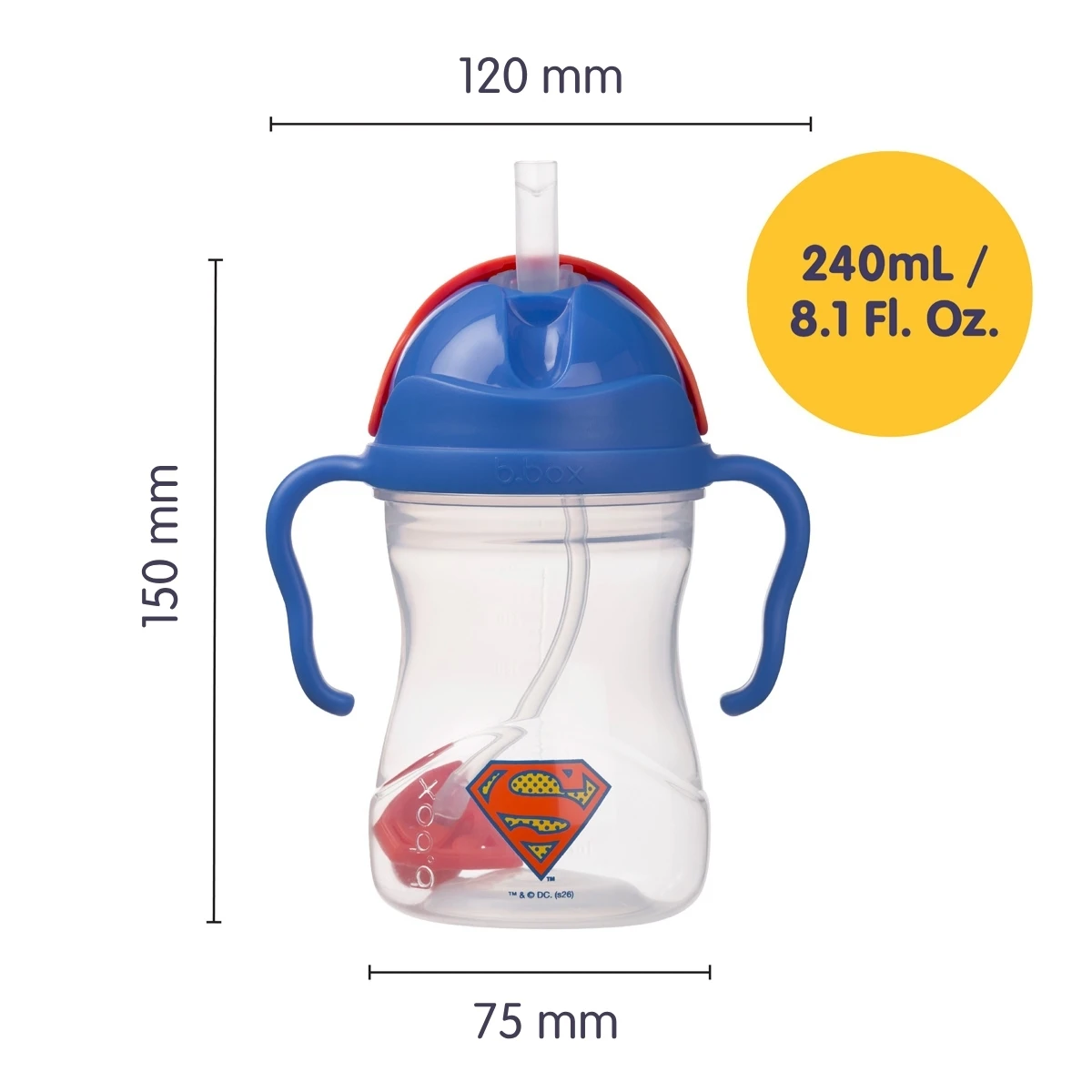 B.BOX Superman by Bidon ze słomką 240 ml | Pan Piksel