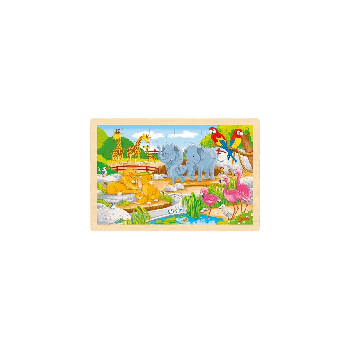 GOKI Dwustronne puzzle drewniane dla dzieci zoo/farma | Pan Piksel