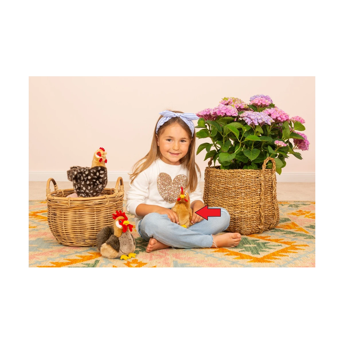 TEDDY HERMANN Kura Brązowa Siedząca 16 cm maskotka dla dzieci | Pan Piksel