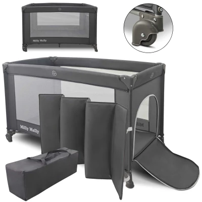 Milly Mally Łóżeczko turystyczne Mirage Dark Grey | Pan Piksel