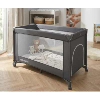 Milly Mally Łóżeczko turystyczne Mirage Dark Grey | Pan Piksel