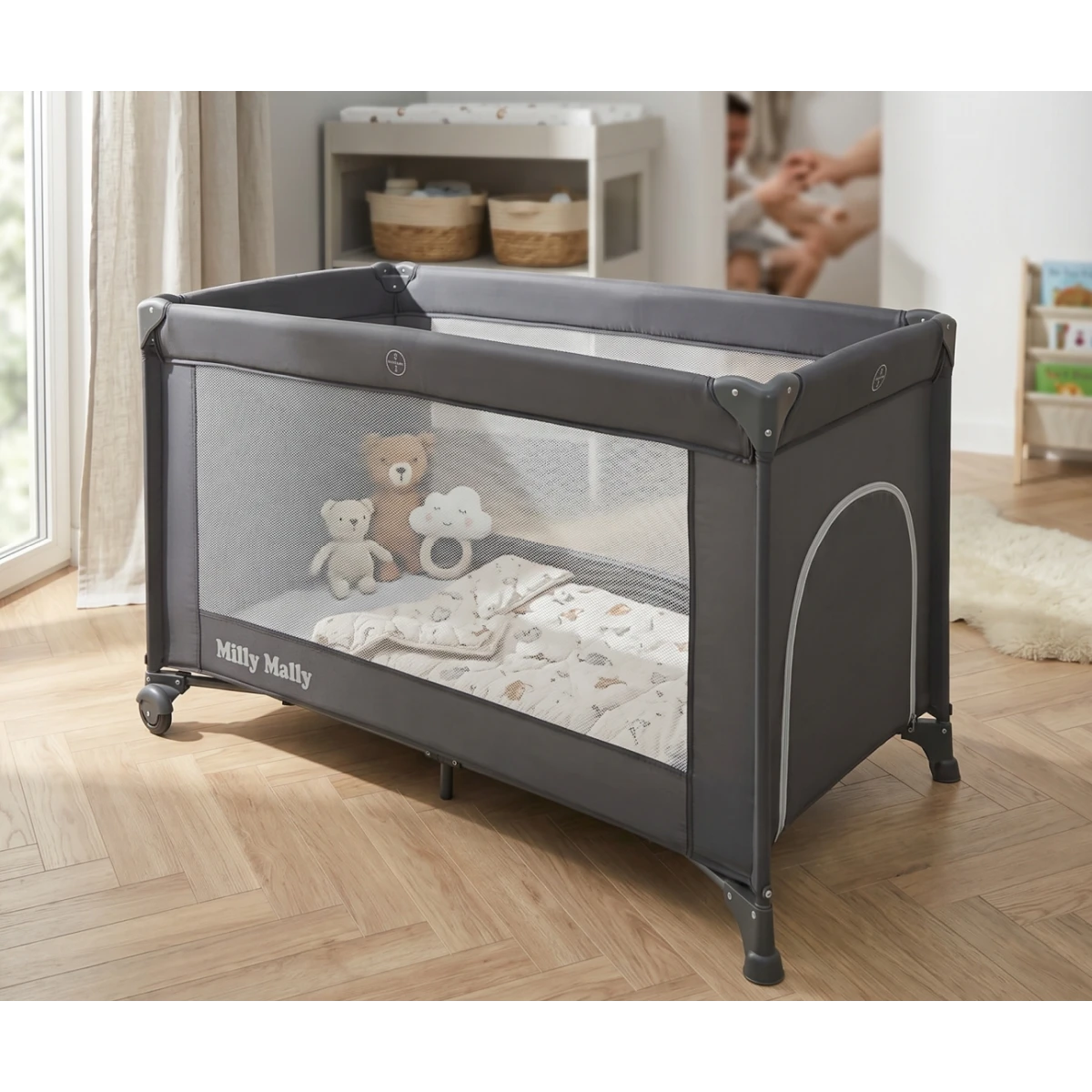 Milly Mally Łóżeczko turystyczne Mirage Dark Grey | Pan Piksel