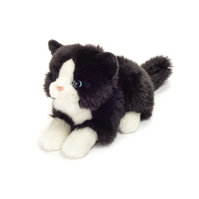 TEDDY HERMANN Kot Czarno-biały wiotki 30 cm maskotka dla dzieci | Pan Piksel