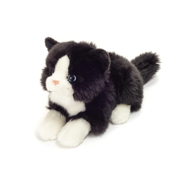 TEDDY HERMANN Kot Czarno-biały wiotki 30 cm maskotka dla dzieci | Pan Piksel