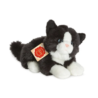 TEDDY HERMANN Kot Czarno-biały wiotki 30 cm maskotka dla dzieci | Pan Piksel