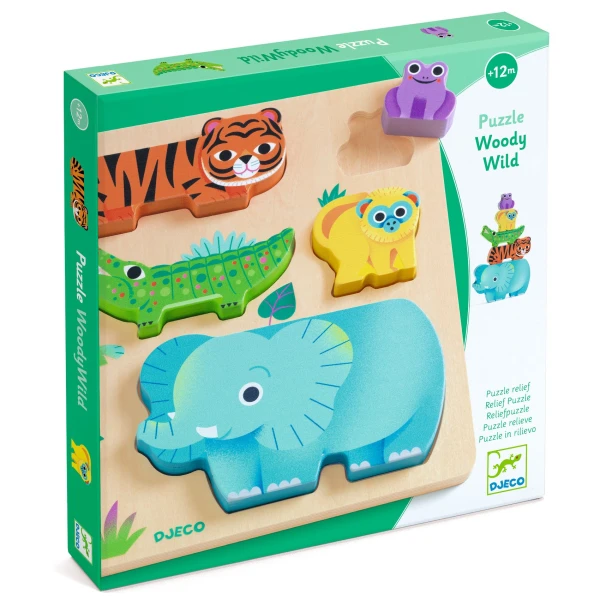 DJECO Drewniane puzzle DZIKIE ZWIERZĄTKA | Pan Piksel