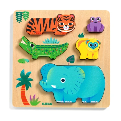 DJECO Drewniane puzzle DZIKIE ZWIERZĄTKA | Pan Piksel