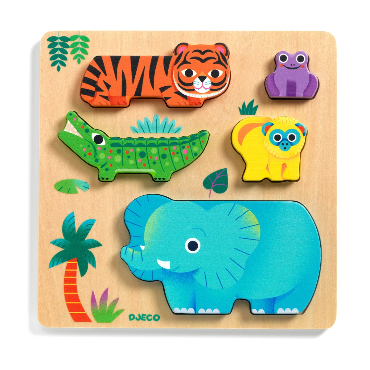 DJECO Drewniane puzzle DZIKIE ZWIERZĄTKA | Pan Piksel