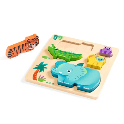 DJECO Drewniane puzzle DZIKIE ZWIERZĄTKA | Pan Piksel