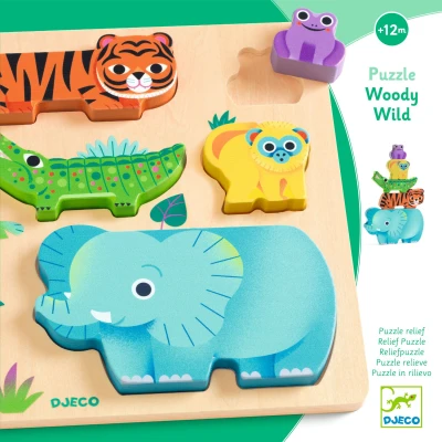 DJECO Drewniane puzzle DZIKIE ZWIERZĄTKA | Pan Piksel