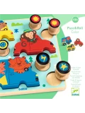 DJECO Układanka drewniana 2 w1 PUZZ & ROLL COLOR | Pan Piksel