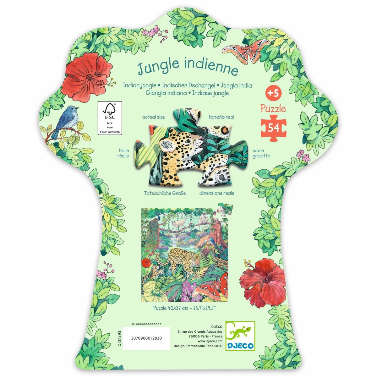 DJECO Puzzle tekturowe DŻUNGLA 54 elem. | Pan Piksel