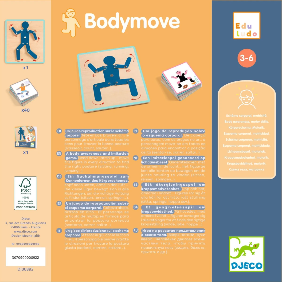 DJECO Eduludo gra edukacyjna BODYMOVE | Pan Piksel