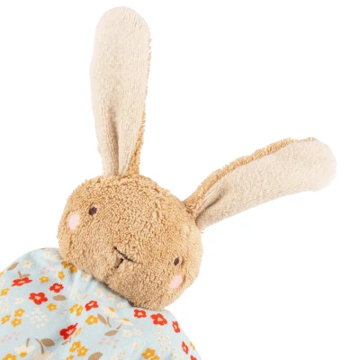 SIGIKID Pierwsza przytulanka komforter bawełniany Króliczek niebieski 32 cm | Pan Piksel
