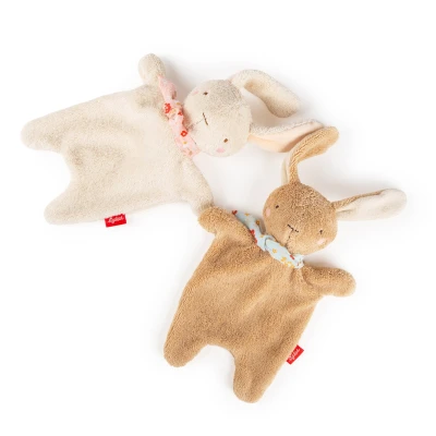 SIGIKID Pierwsza przytulanka komforter bawełniany Króliczek brązowy kocyk 25cm | Pan Piksel